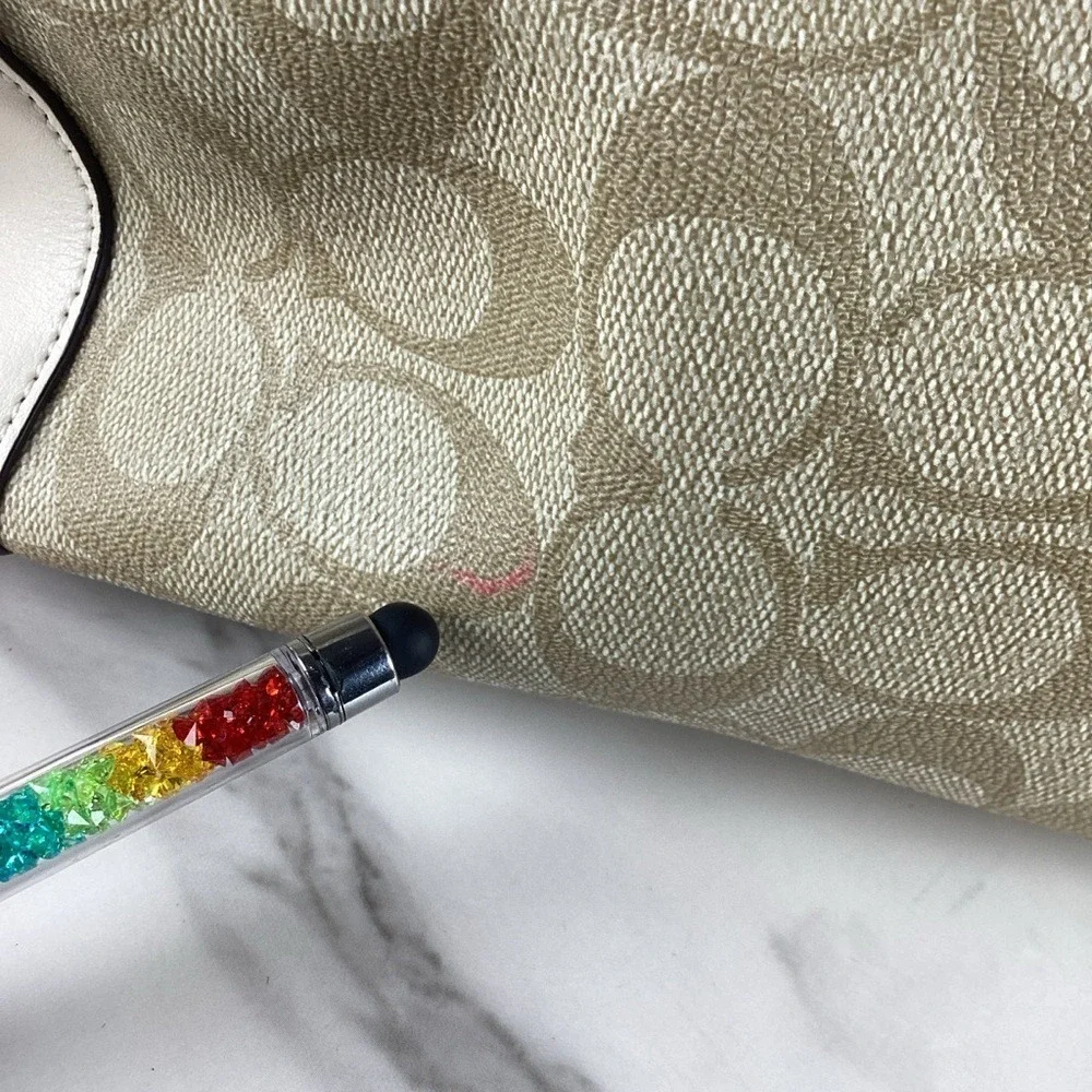 Coach Cammie Chain Bucket Signature‎ Khaki Chalk Shoulder Bag Wallet Set Purse - Picture 15 of 15